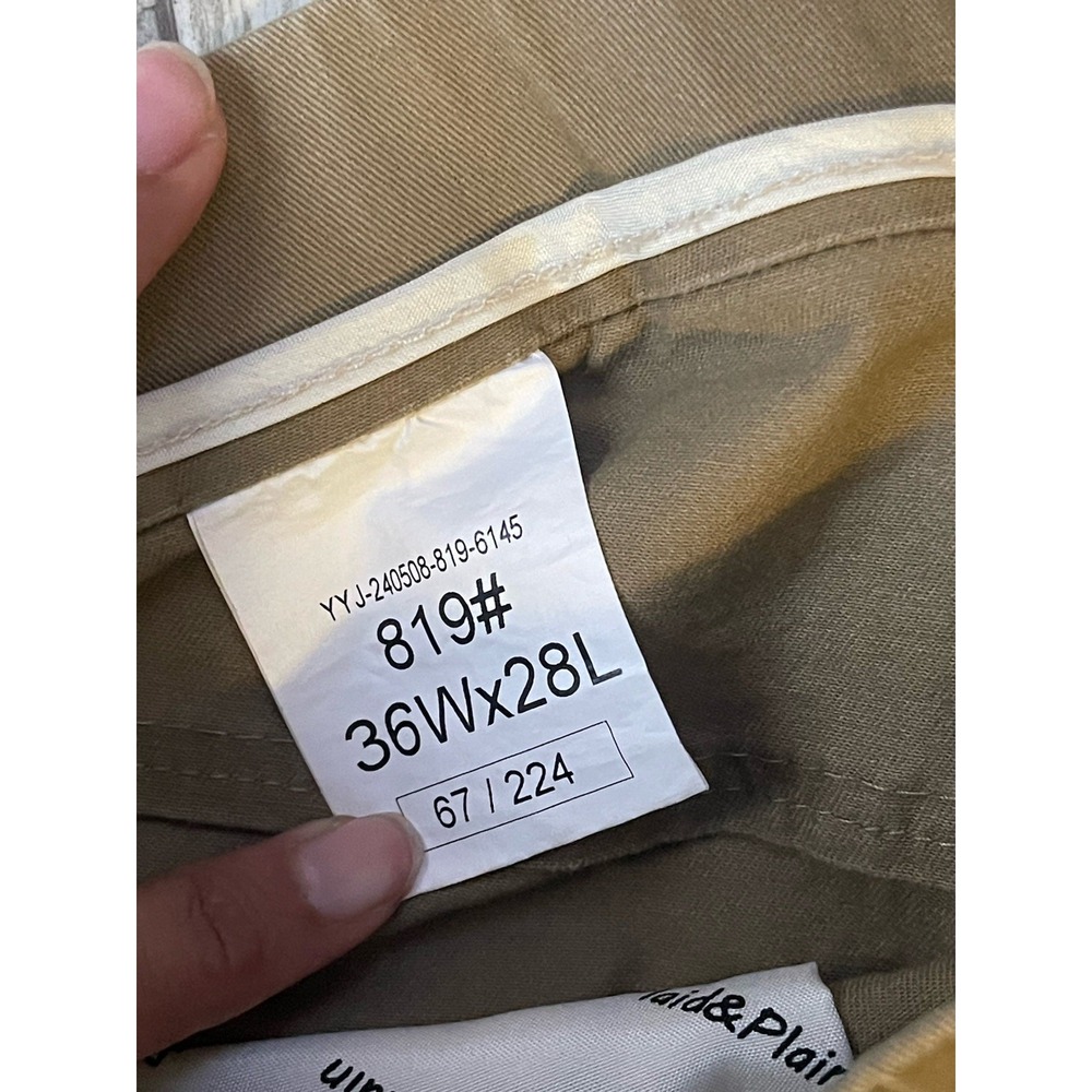 Plaid & Plain Men's Skinny Stretchy Khaki Pants  Slim Fit‎ Slacks  36Wx28L - Picture 7 of 8